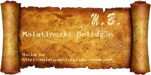 Malatinszki Belián névjegykártya